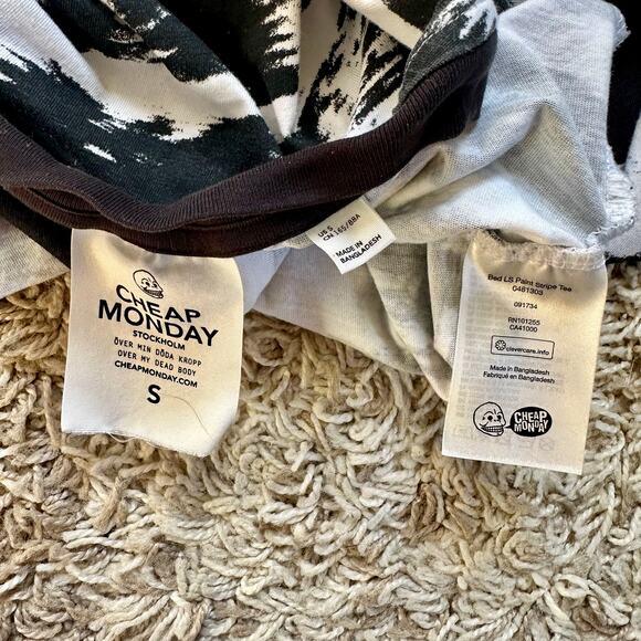 Cheap Monday Crop Cropped Long Sleeve Tee Striped Women’s S - Picture 5 of 6